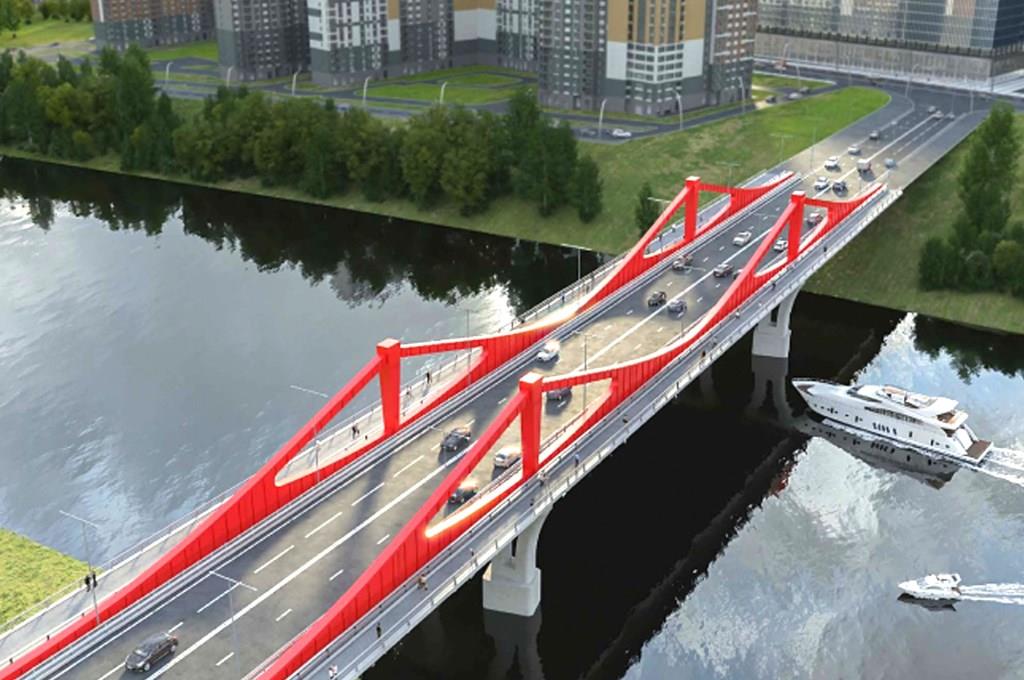 Ярко-красный автомобильный мост соединит два района Москвы - фото 1